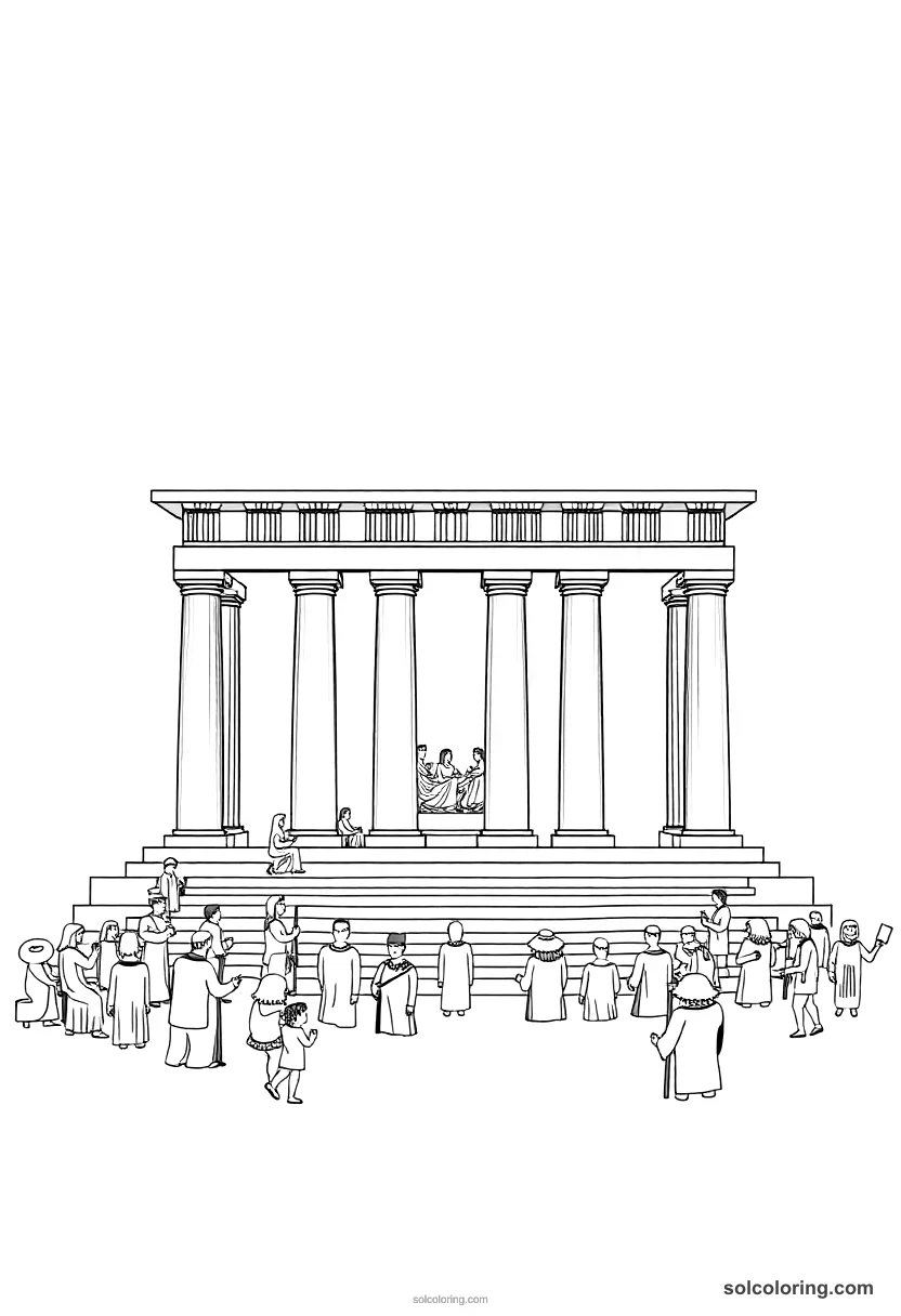Simple Ancient Athenian Democracy Assembly simple coloring page for kids