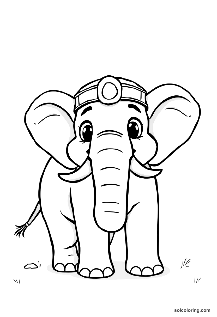 Cute Cartoon Ancient Carthaginian War Elephant Training coloring page, free printable cute cartoon style