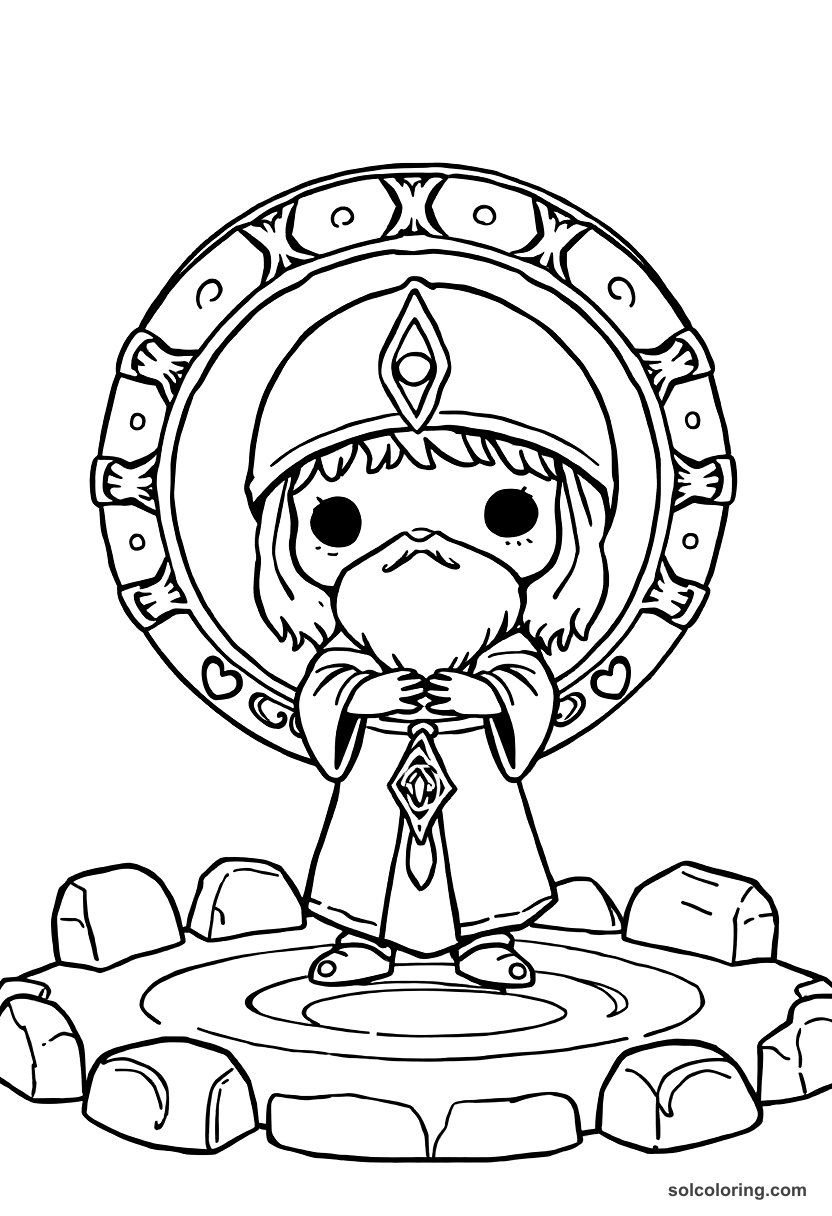 Chibi Ancient Celtic Druid Stone Circle Ceremony coloring page, free printable chibi style