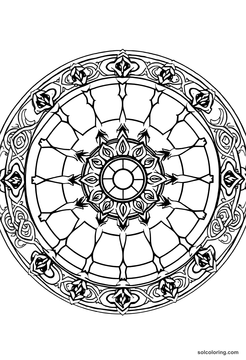 Mandala Ancient Celtic Druid Stone Circle Ceremony coloring page, free printable mandala style