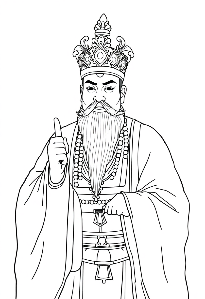 Ancient Chinese Emperor coloring page, free printable