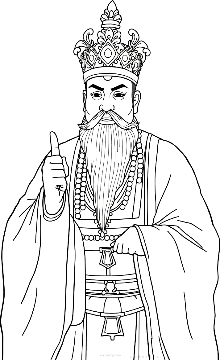 Ancient Chinese Emperor coloring page for kids