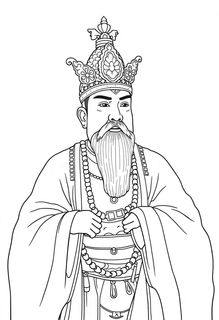 Ancient Chinese Emperor coloring page, free printable