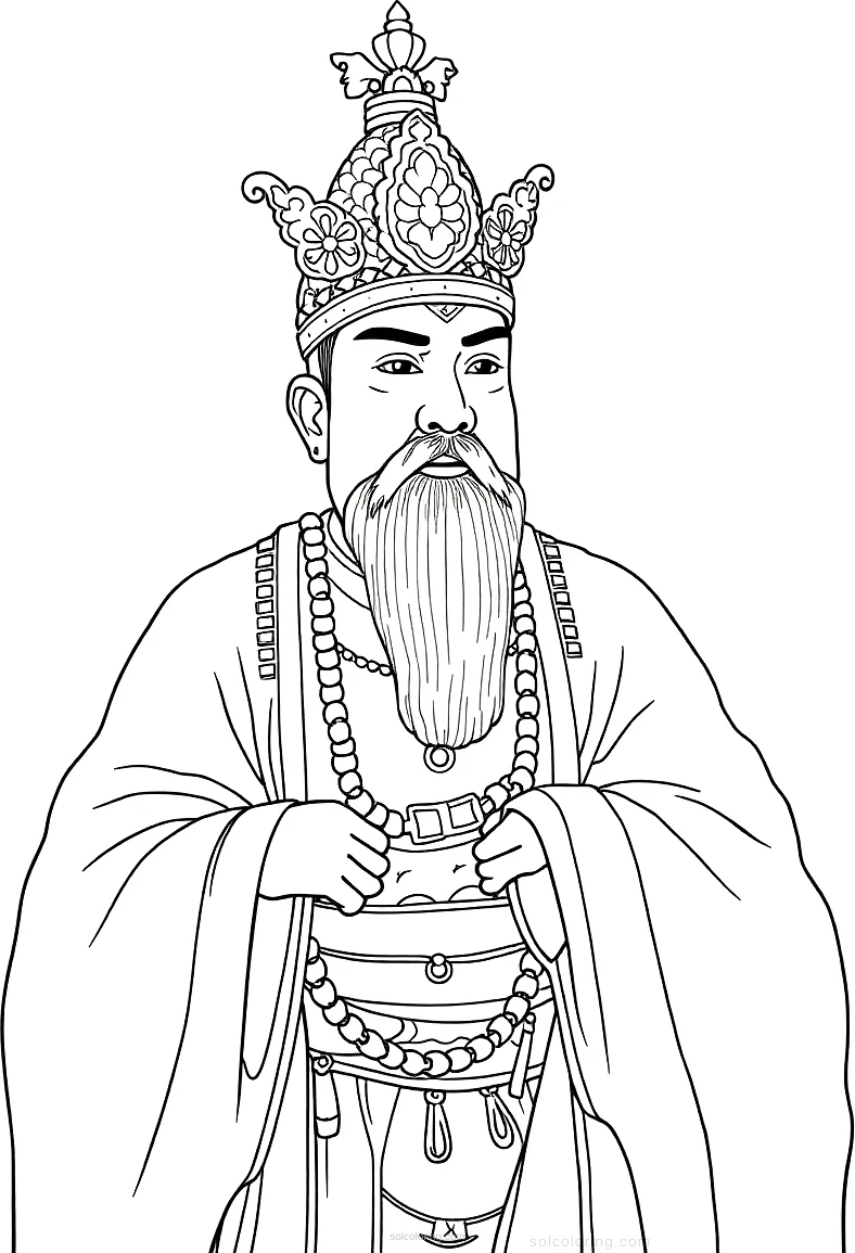 Ancient Chinese Emperor coloring page for kids