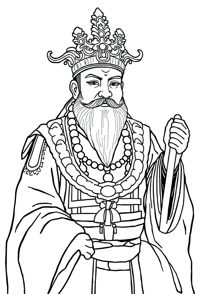Ancient Chinese Emperor coloring page, free printable