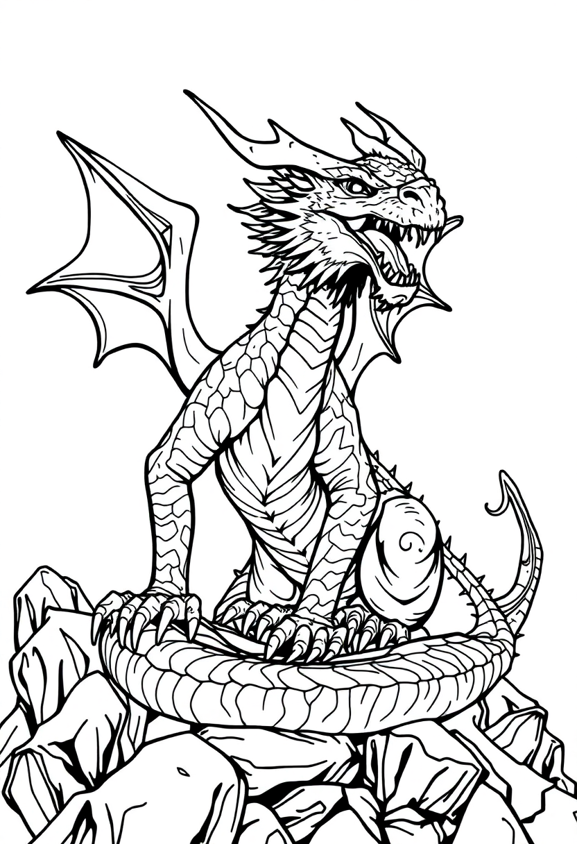 Ancient Dragon coloring page, free printable