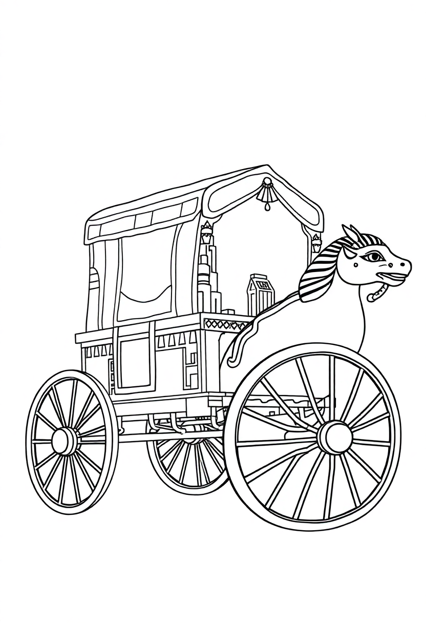 Ancient Egyptian Chariot coloring page, free printable standard style for kids and adults
