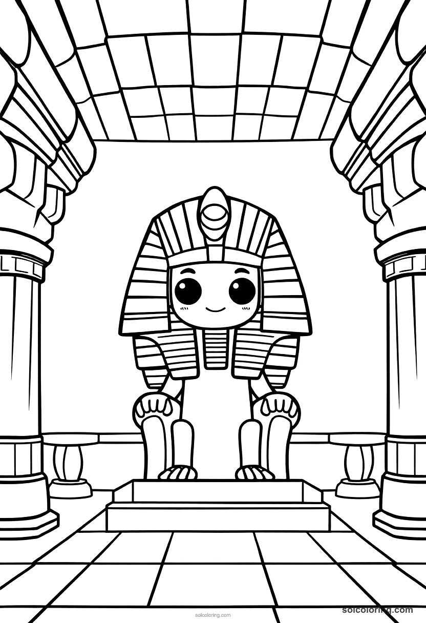 Cute Cartoon Ancient Egyptian Pharaoh's Throne Room cute cartoon coloring page for kids