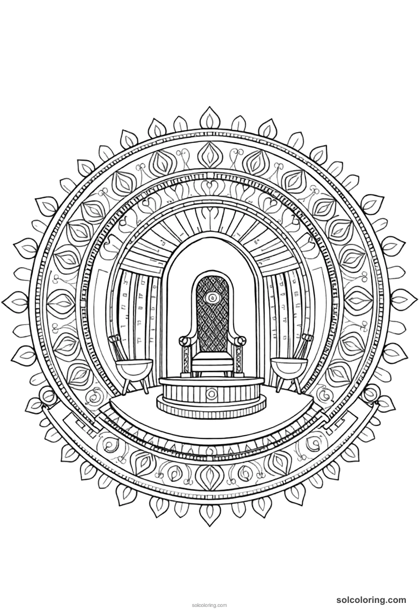 Mandala Ancient Egyptian Pharaoh's Throne Room mandala coloring page for kids