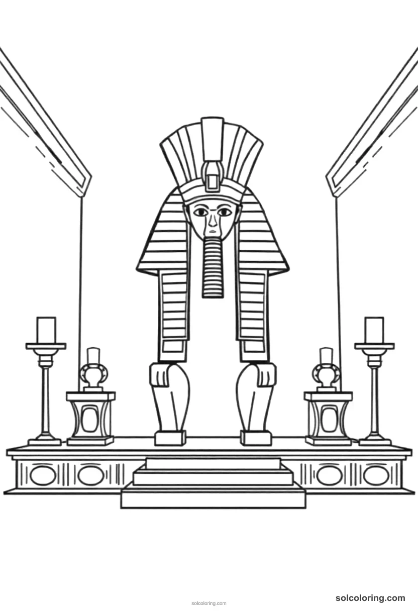 Simple Ancient Egyptian Pharaoh's Throne Room simple coloring page for kids