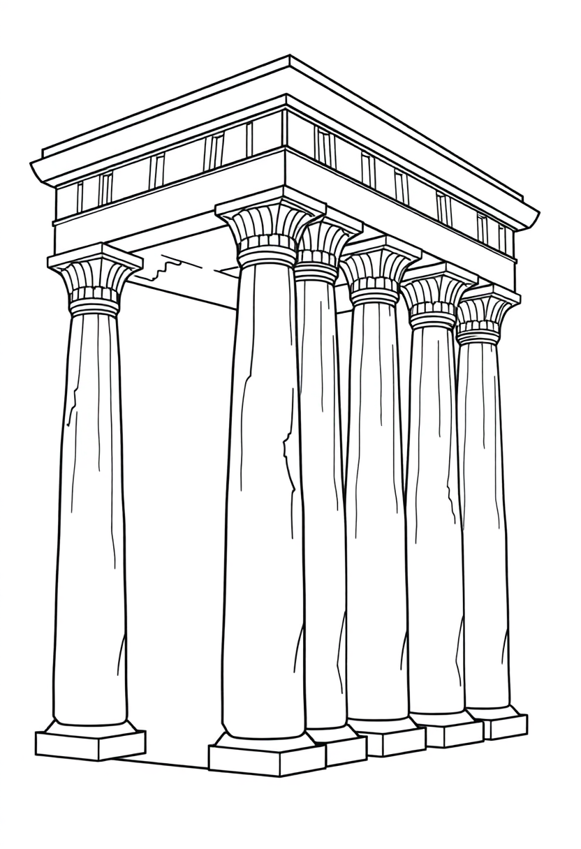 Ancient Egyptian Temple Columns coloring page, free printable