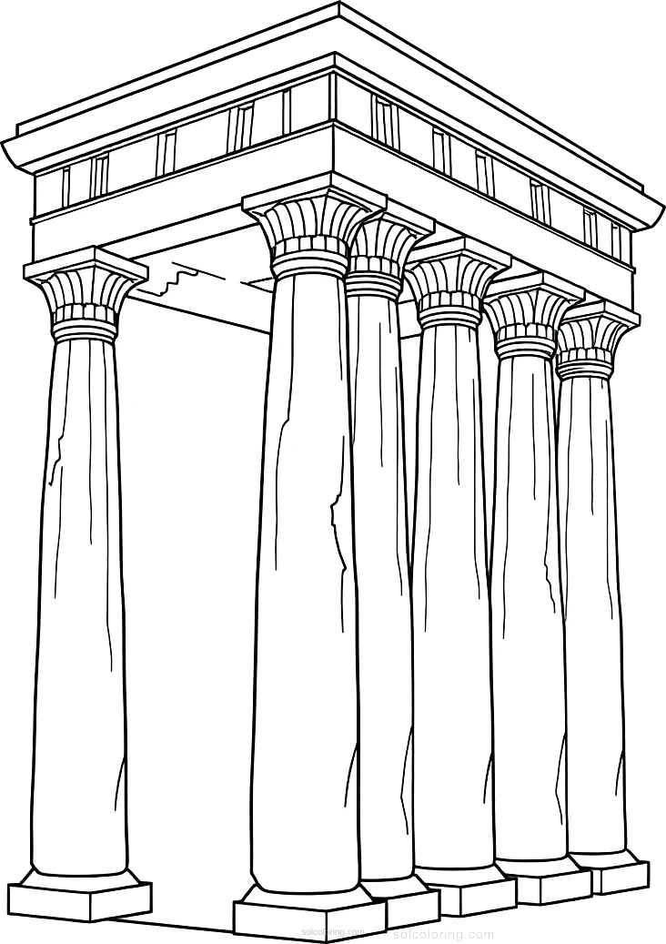 Ancient Egyptian Temple Columns coloring page for kids