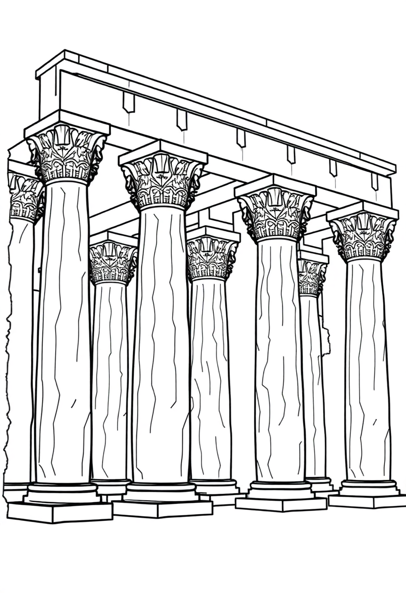 Ancient Egyptian Temple Columns coloring page, free printable