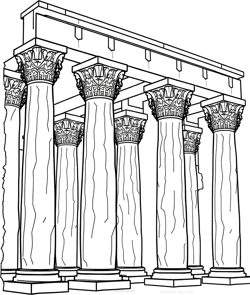 Ancient Egyptian Temple Columns coloring page for kids
