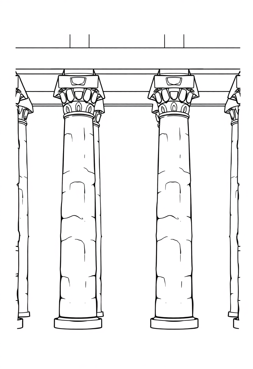 Ancient Egyptian Temple Columns coloring page, free printable