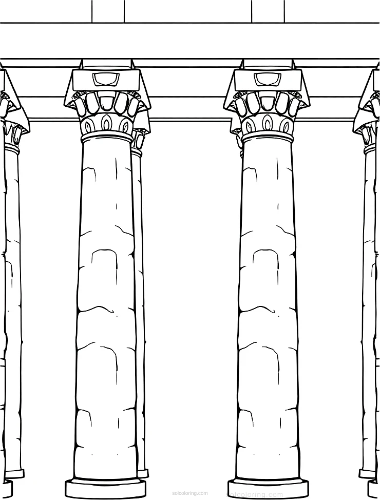 Ancient Egyptian Temple Columns coloring page for kids