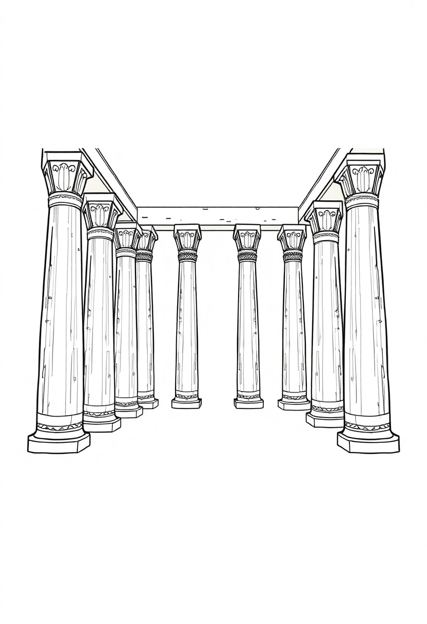 Ancient Egyptian Temple Columns coloring pages
