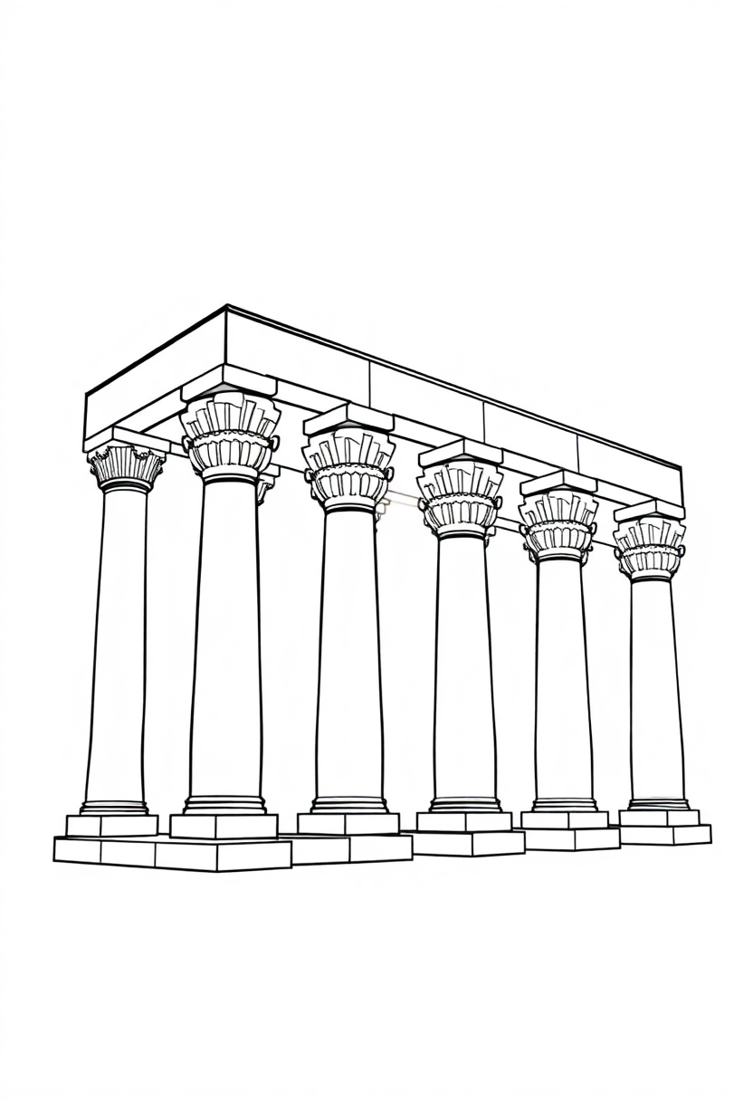 Ancient Egyptian Temple Columns coloring page, free printable