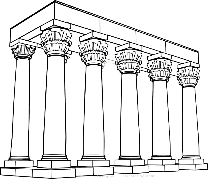 Ancient Egyptian Temple Columns coloring page for kids
