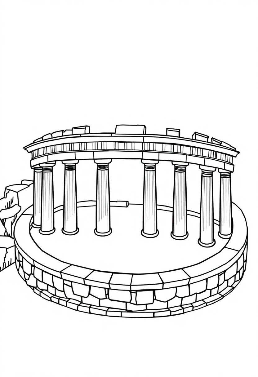 Ancient Greek Amphitheater coloring page, free printable