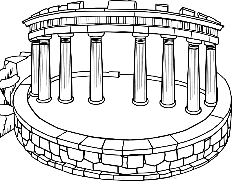 Ancient Greek Amphitheater coloring page for kids