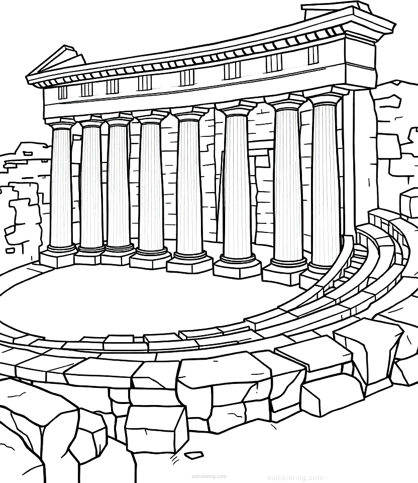 Ancient Greek Amphitheater coloring page for kids
