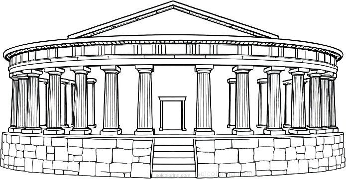 Ancient Greek Amphitheater coloring page for kids