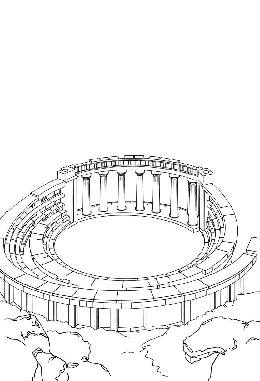 Ancient Greek Amphitheater coloring page, free printable