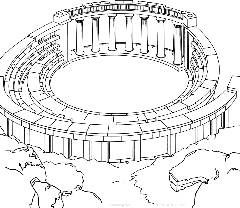 Ancient Greek Amphitheater coloring page for kids