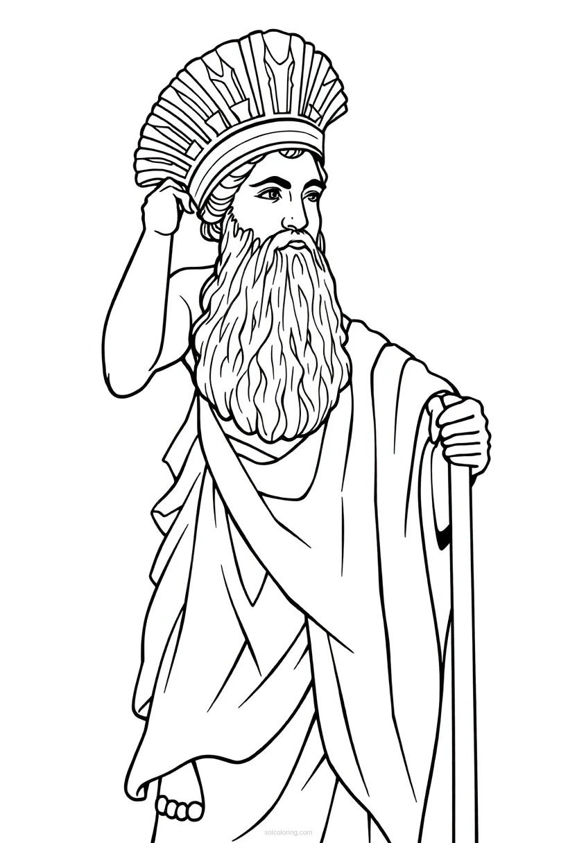 Ancient Greek Leader coloring page for kids