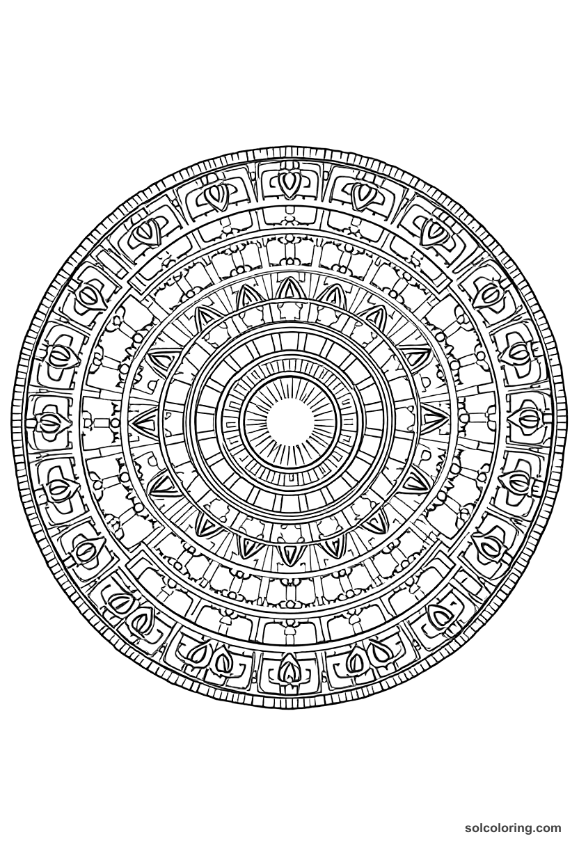 Mandala Ancient Greek Olympic Games coloring page, free printable mandala style
