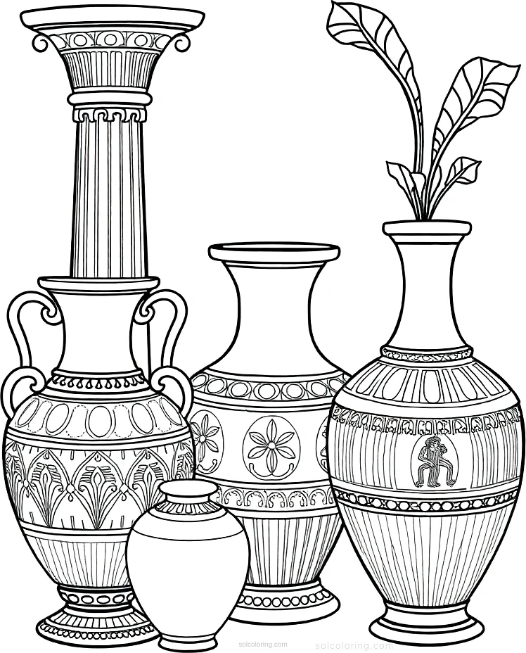 Ancient Greek Pottery and Vases coloring page for kids