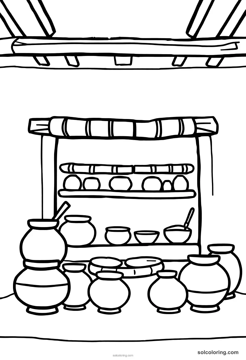 Cute Cartoon Ancient Greek Pottery Workshop cute cartoon coloring page for kids