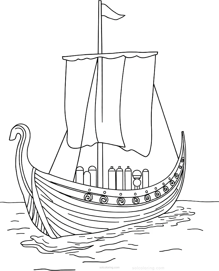 Ancient Greek Ship Trireme coloring page for kids