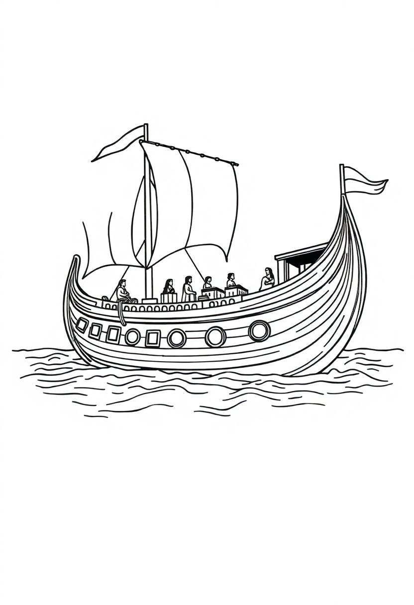 Ancient Greek Ship Trireme coloring page, free printable