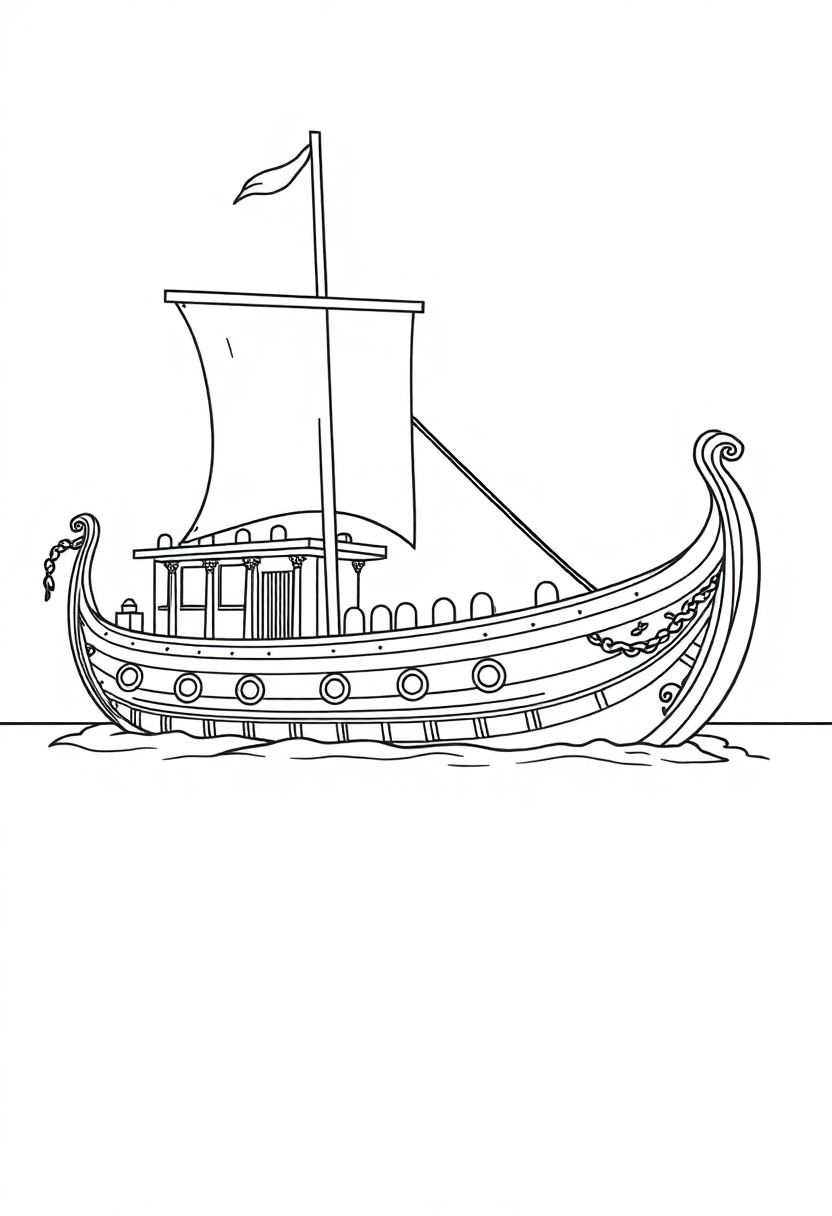 Ancient Greek Ship Trireme coloring page, free printable