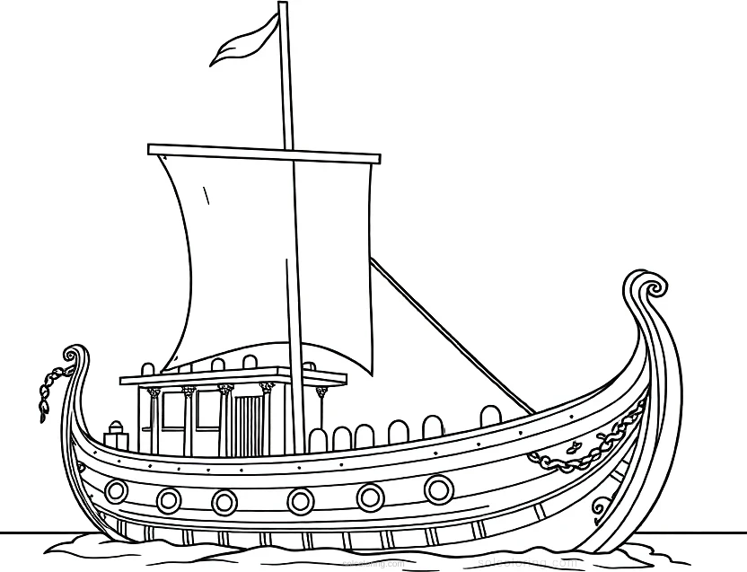 Ancient Greek Ship Trireme coloring page for kids
