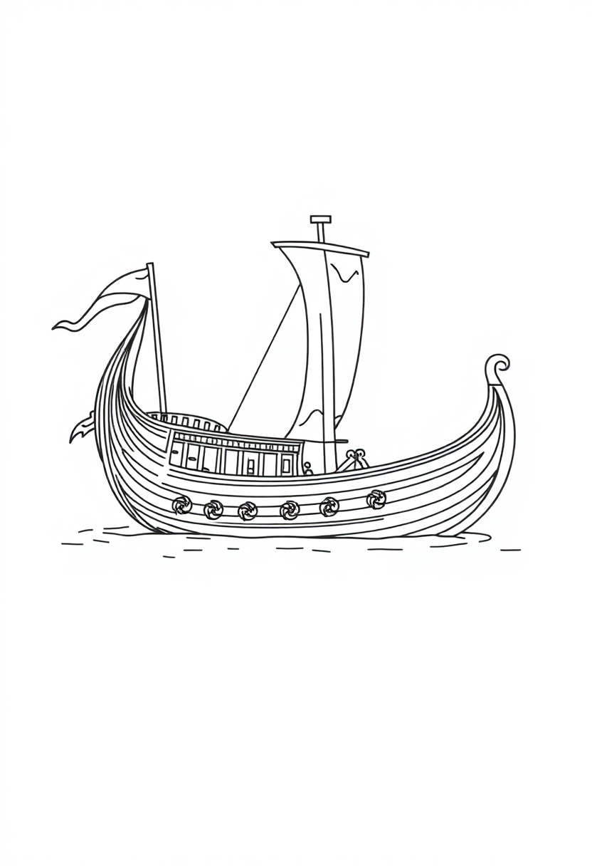 Ancient Greek Ship Trireme coloring page, free printable
