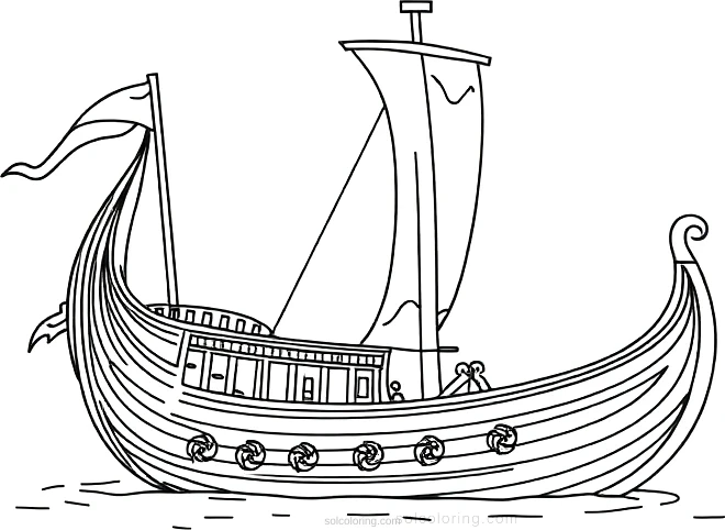 Ancient Greek Ship Trireme coloring page for kids