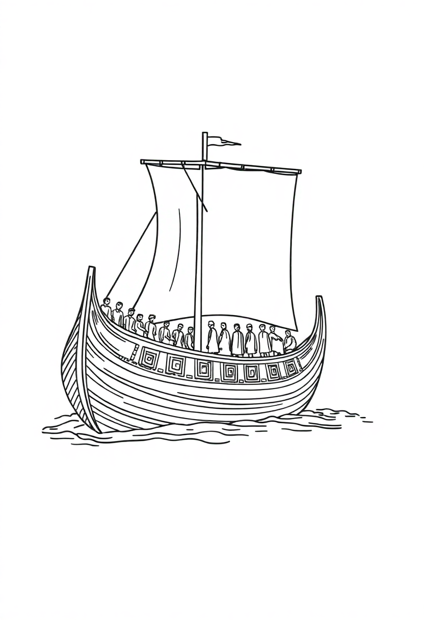 Ancient Greek Ship Trireme coloring page, free printable