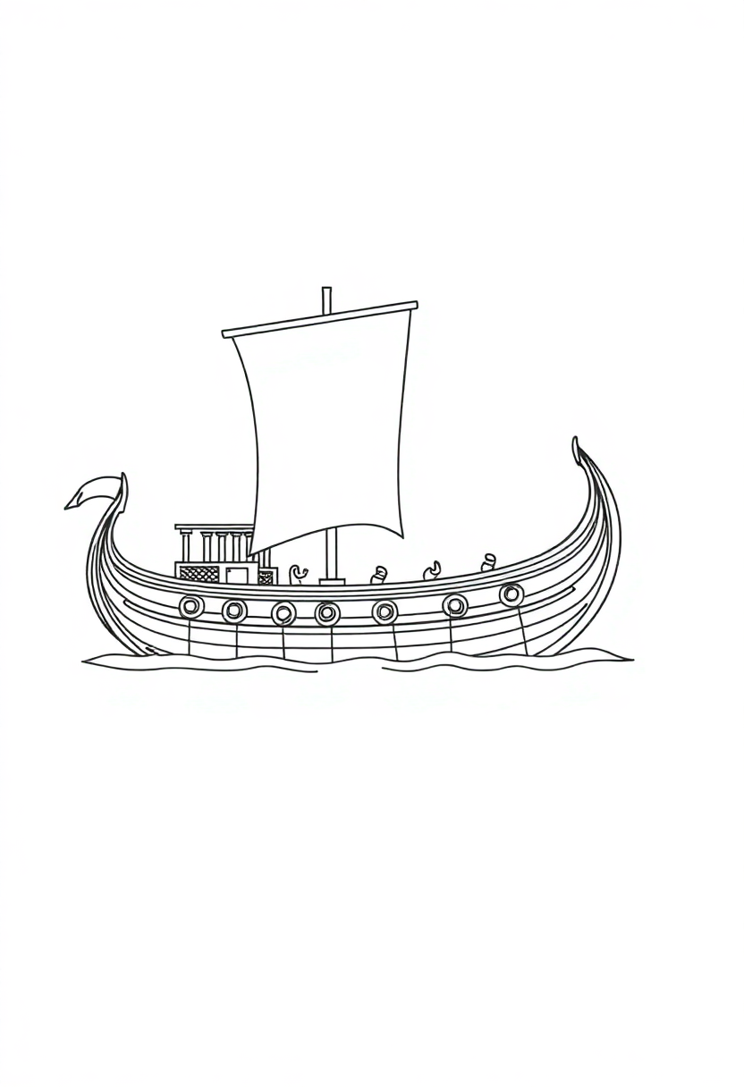 Ancient Greek Ship Trireme coloring page, free printable
