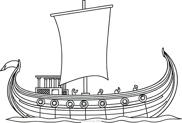 Ancient Greek Ship Trireme coloring page for kids