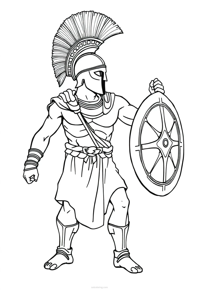 Ancient Greek Spartan Warrior coloring page for kids