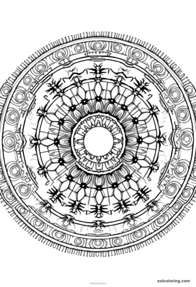 Mandala Ancient Greek Symposium Banquet mandala coloring page for kids