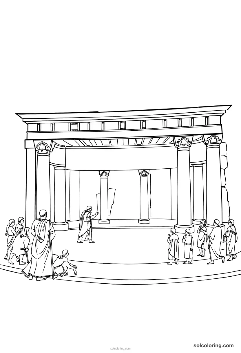 Ancient Greek Theater Performance coloring pages
