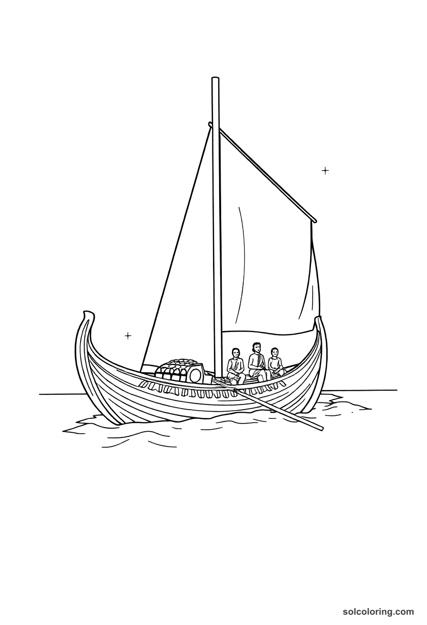 Ancient Hawaiian Canoe Voyage coloring pages