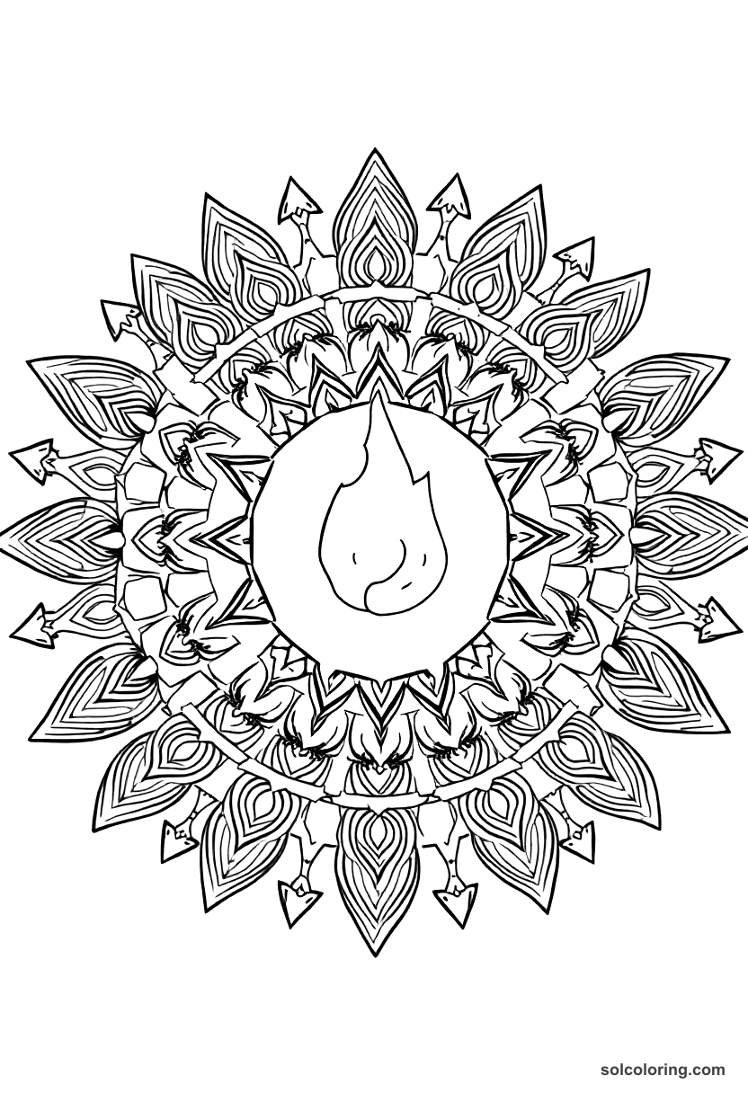 Mandala Ancient Indian Vedic Fire Ceremony coloring page, free printable mandala style