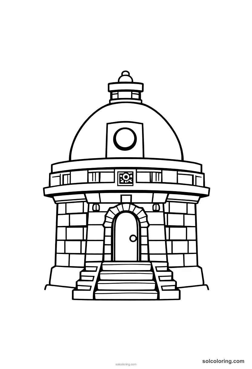 Chibi Ancient Mayan Astronomy Observatory chibi coloring page for kids