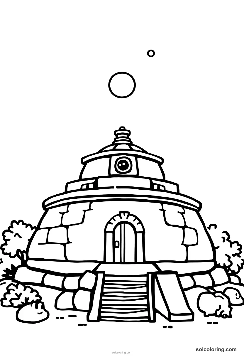 Cute Cartoon Ancient Mayan Astronomy Observatory cute cartoon coloring page for kids