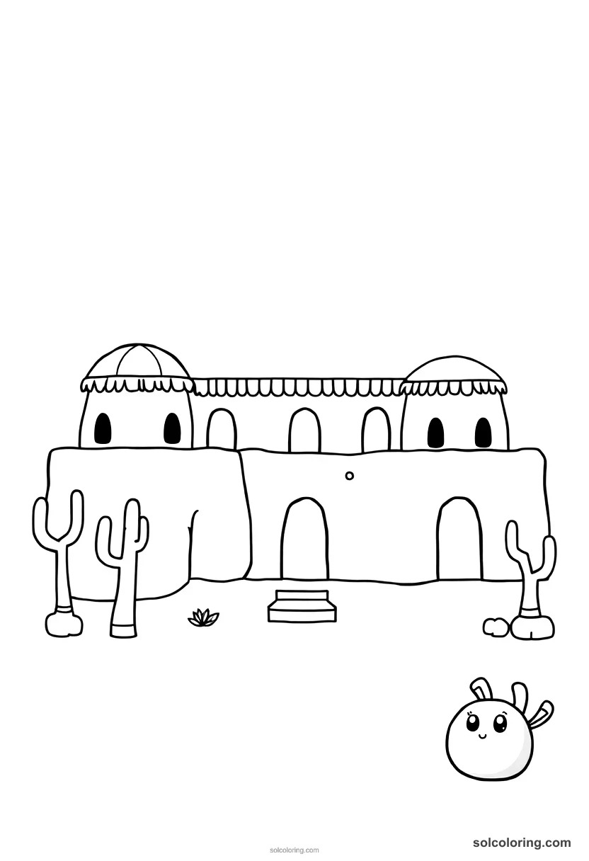 Cute Cartoon Ancient Mesopotamian Hanging Gardens cute cartoon coloring page for kids